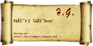 Hörl Gábor névjegykártya